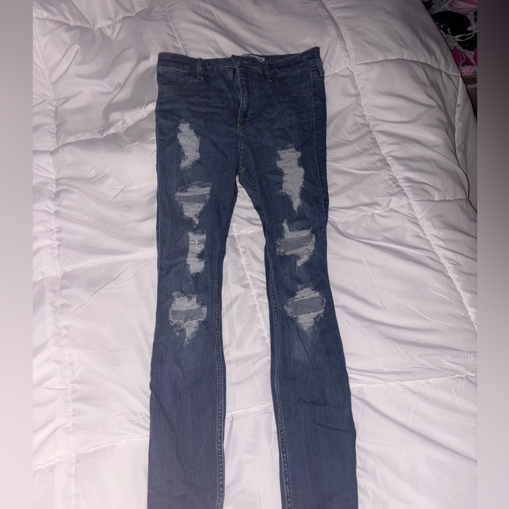 Hollister Blue Skinny Distressed Jeans